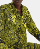 Chemise détail patte Boutonnage noir/jaune