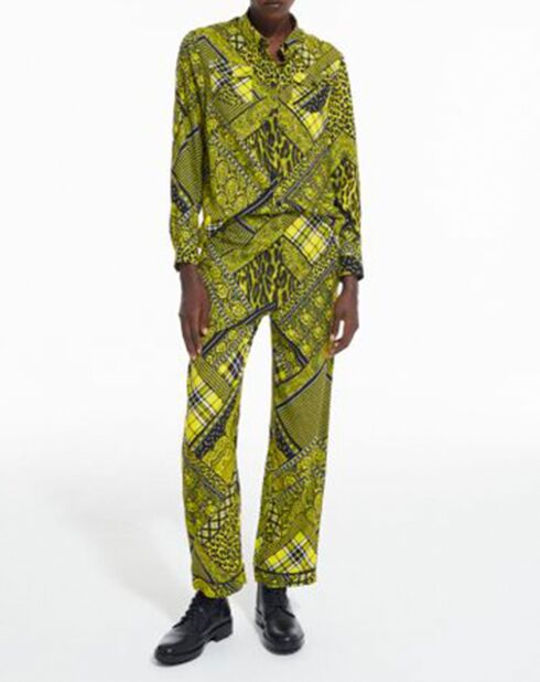 Chemise détail patte Boutonnage noir/jaune
