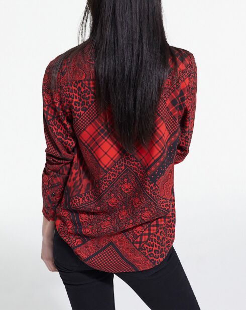 Chemise détail patte Boutonnage rouge/noir