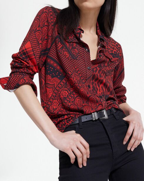 Chemise détail patte Boutonnage rouge/noir