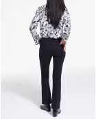 Chemise 100% Soie manches longues Print Romantic Garden noir/blanc