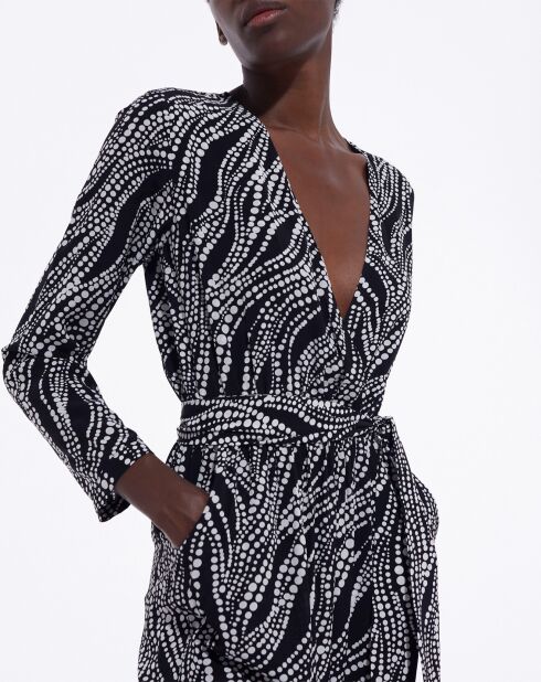 Combinaison manches longues Print Pearl noir/blanc