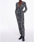 Combinaison manches longues Print Pearl noir/blanc