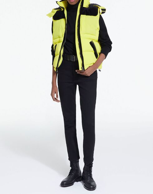 Doudoune sans manches avec empiècement contrasté jaune fluo