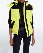 Doudoune sans manches avec empiècement contrasté jaune fluo