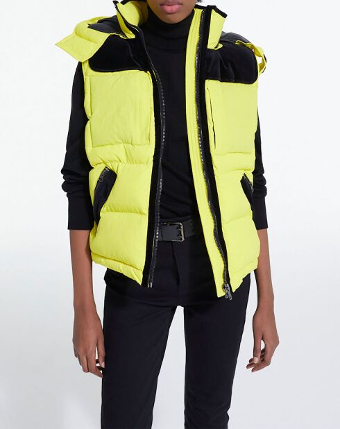 Doudoune sans manches avec empiècement contrasté jaune fluo