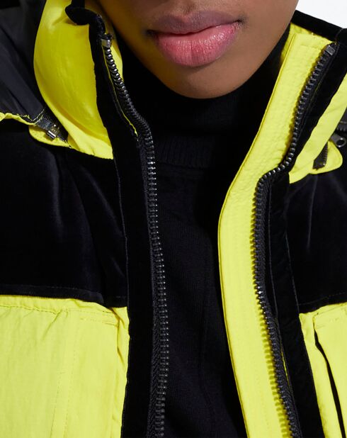 Doudoune sans manches avec empiècement contrasté jaune fluo