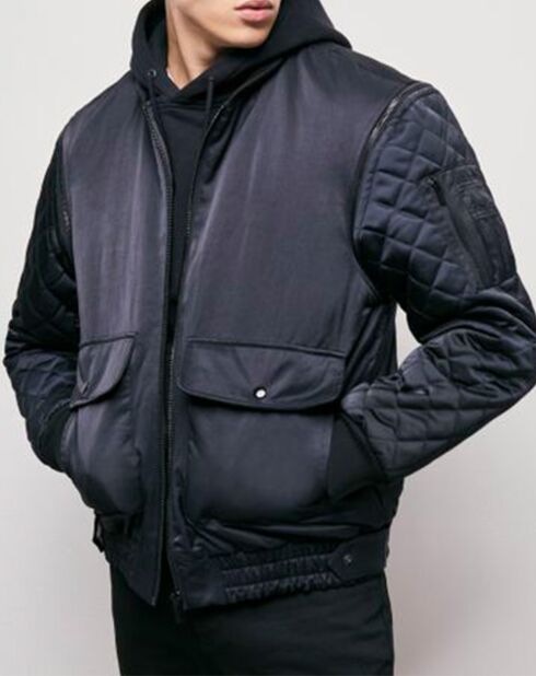 Bombers Bi-Matiere Satin noir