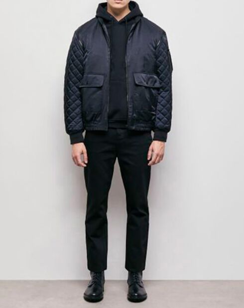 Bombers Bi-Matiere Satin noir