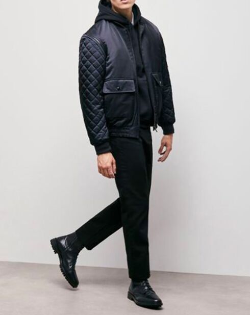 Bombers Bi-Matiere Satin noir