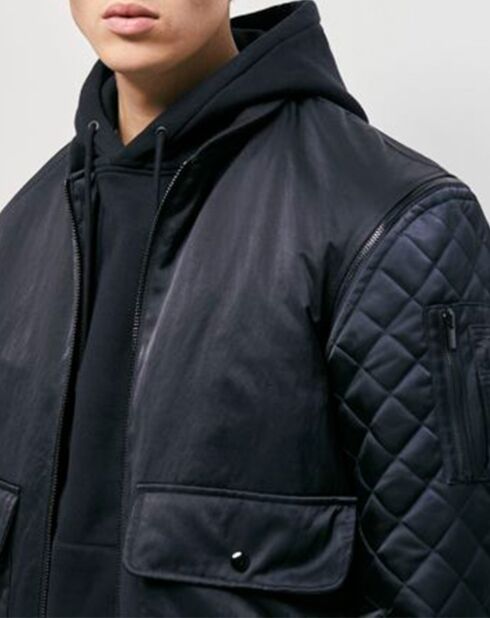 Bombers Bi-Matiere Satin noir