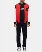 Teddy avec manches en Cuir et Broderie en K rouge/blanc