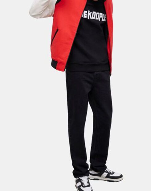 Teddy avec manches en Cuir et Broderie en K rouge/blanc