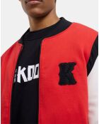 Teddy avec manches en Cuir et Broderie en K rouge/blanc