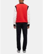 Teddy avec manches en Cuir et Broderie en K rouge/blanc