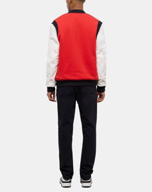 Teddy avec manches en Cuir et Broderie en K rouge/blanc