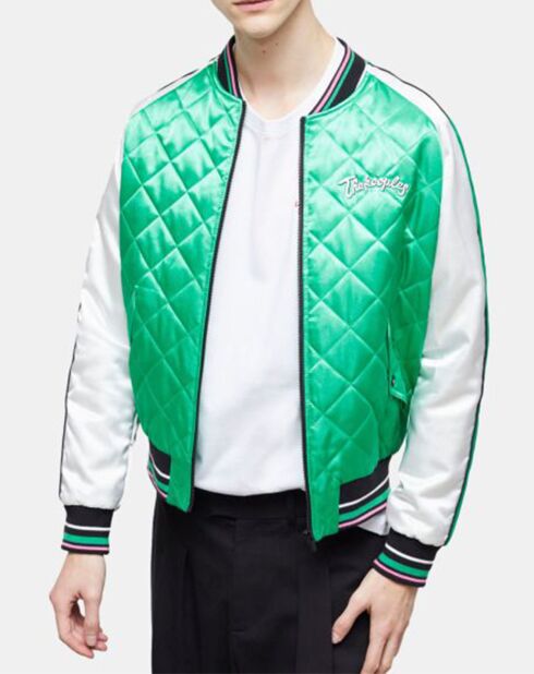Bombers Broderie Flower Skull vert/blanc