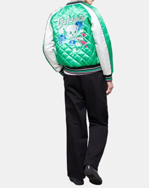 Bombers Broderie Flower Skull vert/blanc