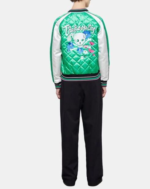 Bombers Broderie Flower Skull vert/blanc
