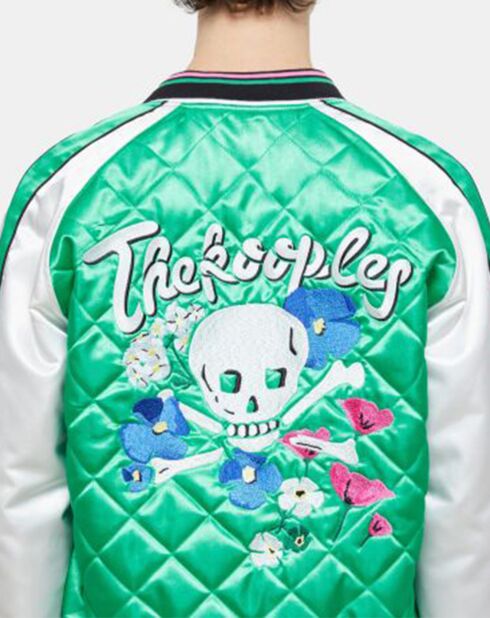 Bombers Broderie Flower Skull vert/blanc
