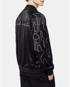 Blouson bord cotes à Boutons Pressions et details Brodés noir