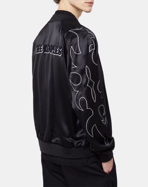 Blouson bord cotes à Boutons Pressions et details Brodés noir