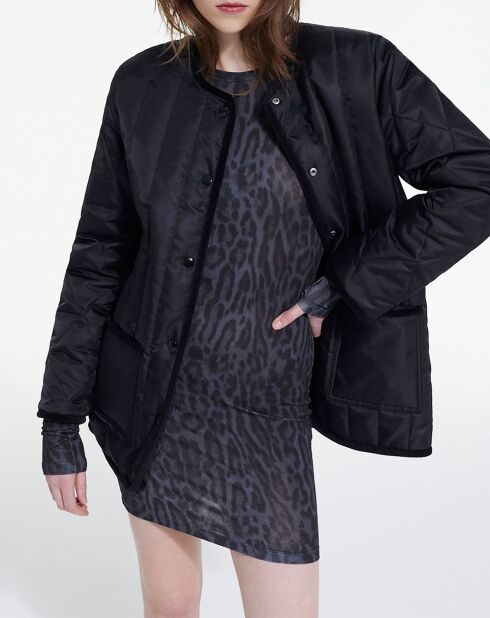 Veste en Fausse Fourrure Reversible noire