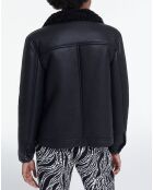 Blouson Biker en Fausse Fourrure noir