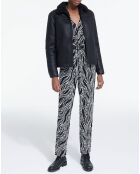 Blouson Biker en Fausse Fourrure noir