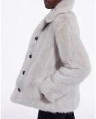 Manteau en Fausse Fourrure manches longues blanc