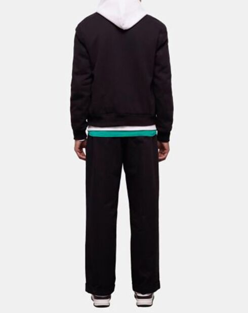 Blouson en Cuir Motard Bi Matiere noir