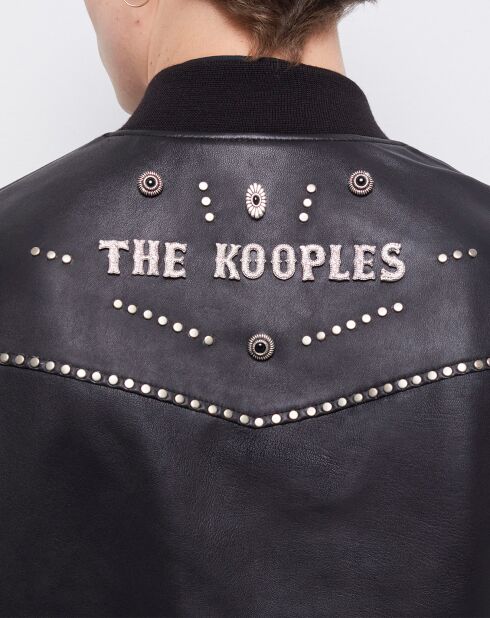 Teddy en Cuir avec Logo The Kooples noir