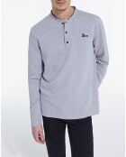 Polo manches longues gris mélangé