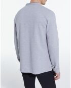 Polo manches longues gris mélangé