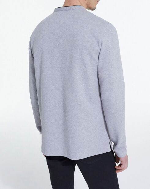 Polo manches longues gris mélangé