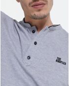 Polo manches longues gris mélangé