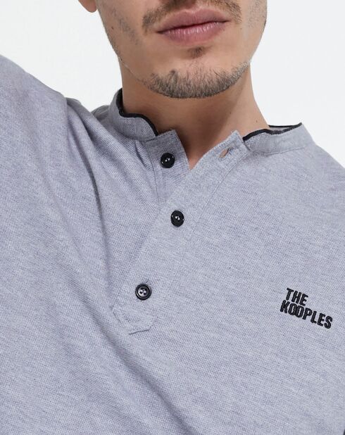 Polo manches longues gris mélangé