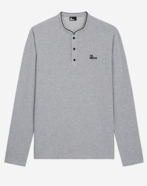Polo manches longues gris mélangé