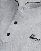 Polo manches longues gris mélangé