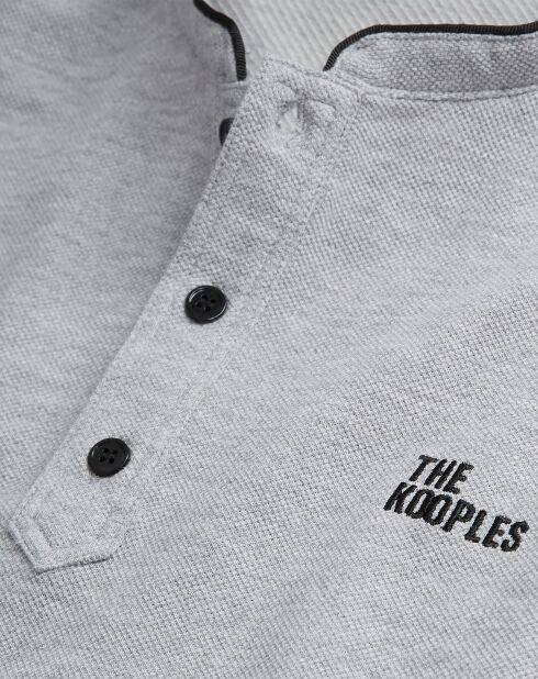 Polo manches longues gris mélangé