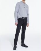 Polo manches longues gris mélangé