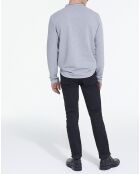 Polo manches longues gris mélangé