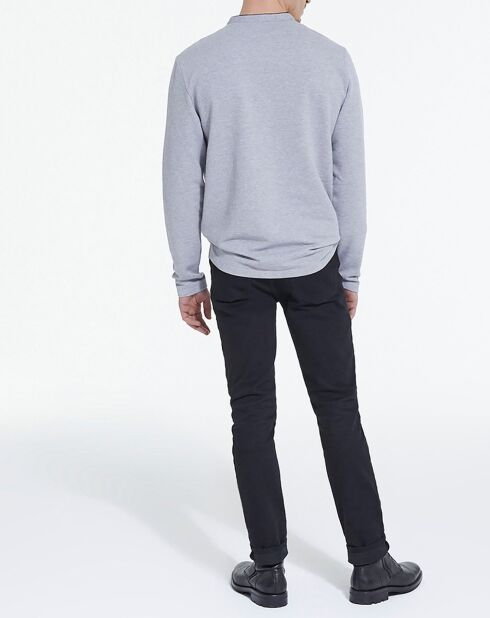 Polo manches longues gris mélangé