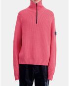 Pull 100% Laine col camionneur vieux rose