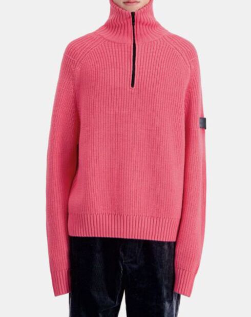 Pull 100% Laine col camionneur vieux rose