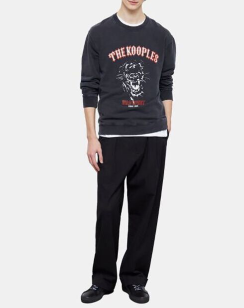 Sweat Wild Spirit Panthere noir délavé