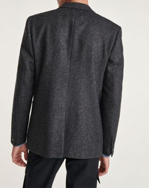 Giacca doppiopetto London in misto lana color argento