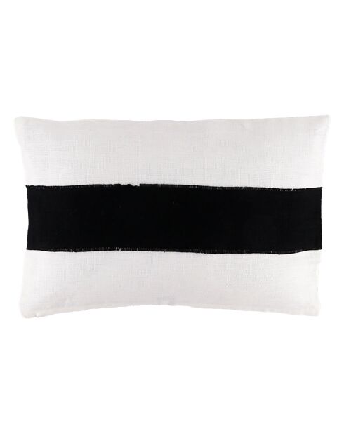 Housse de coussin 100% Lin Goa blanc/noir - 40x60 cm