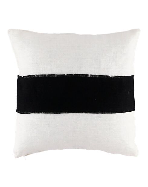 Housse de coussin 100% Lin Goa blanc/noir - 45x45 cm