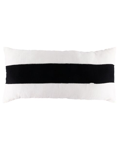 Housse de coussin 100% Lin Goa blanc/noir - 55x110 cm